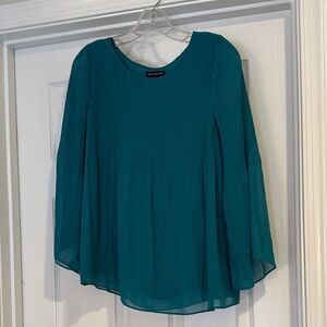 MAX EDITION Teal Pleated Bell-Sleeve Blouse